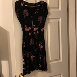 Black flower swing dress